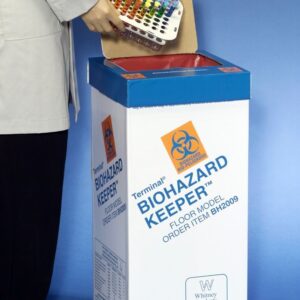 A person holding a box of pills in front of a blue wall.